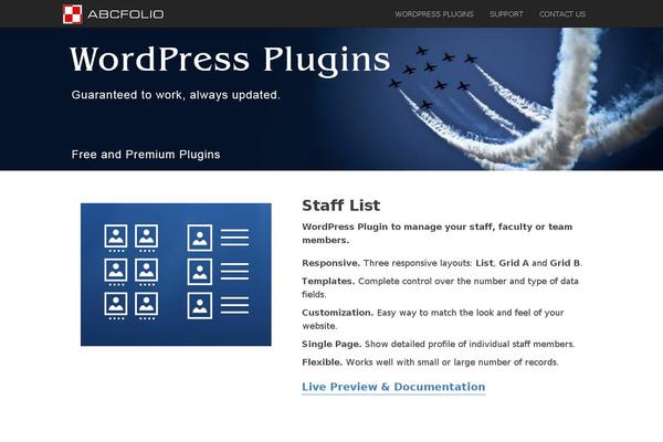 Site using Abcfolio-staff-list-pro plugin