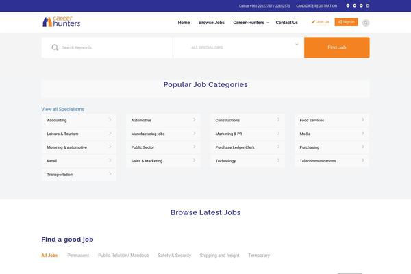 Site using Jobhunt-apply-with-facebook plugin