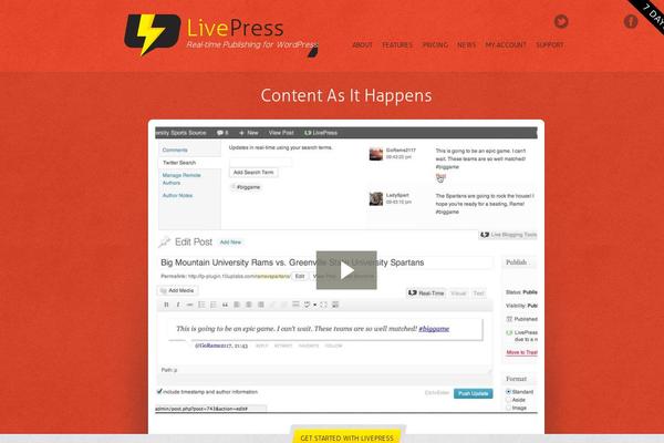 Site using Livepress plugin