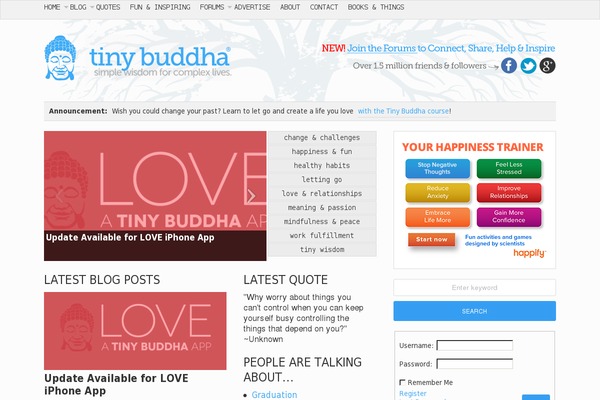Site using Tinybuddha-hub plugin
