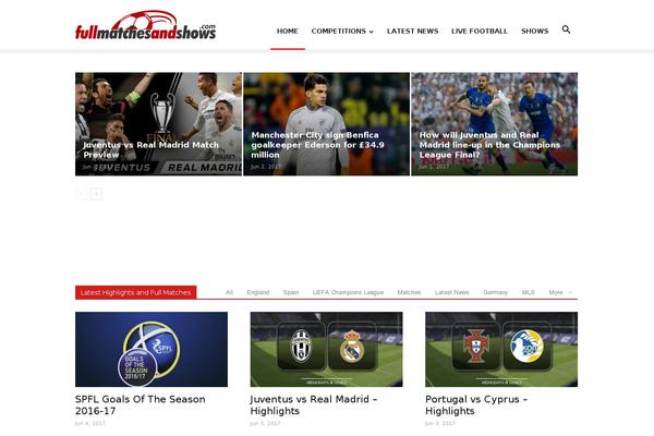 Soccer Info website example screenshot