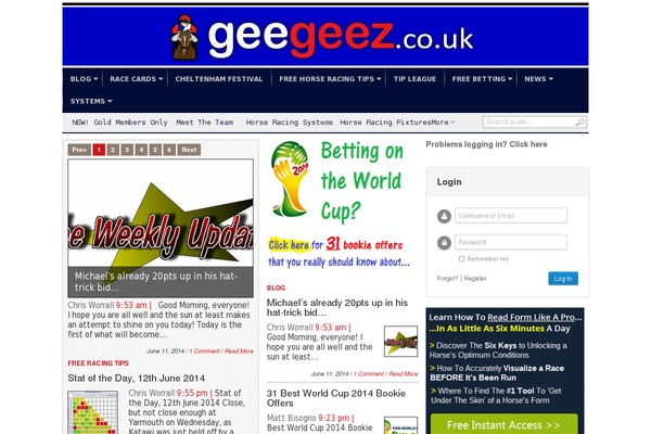 Site using GeeGeezRaceCards plugin