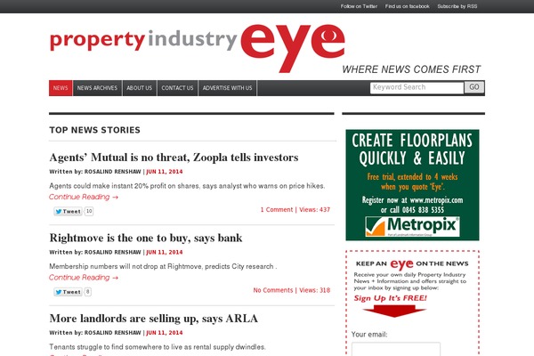 Site using Property-eye-newsletter plugin