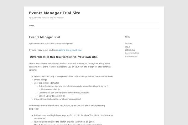 Site using Events-manager-pro plugin