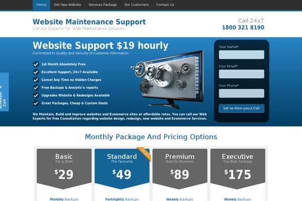 Site using Responsive Pricing Table plugin